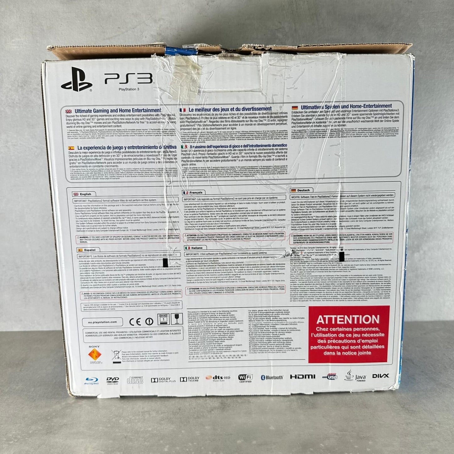 CONSOLE PS3 SUPER SLIM PLAYSTATION 3 SONY 12GB PAL COMPLETA con SCATOLA