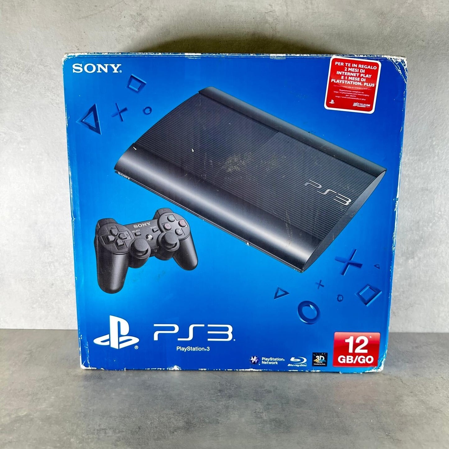 CONSOLE PS3 SUPER SLIM PLAYSTATION 3 SONY 12GB PAL COMPLETA con SCATOLA