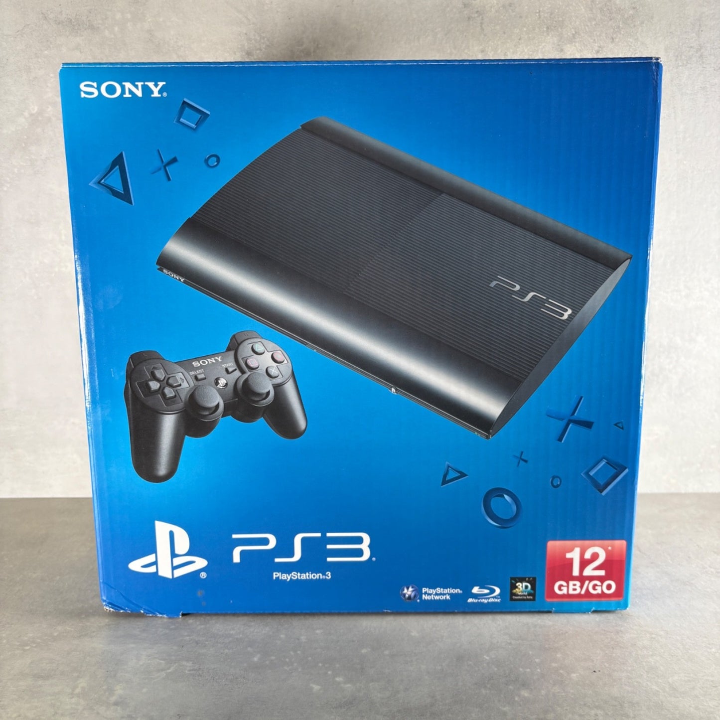 CONSOLE PS3 SUPER SLIM PLAYSTATION 3 SONY 12GB PAL COMPLETA con SCATOLA + Cavi