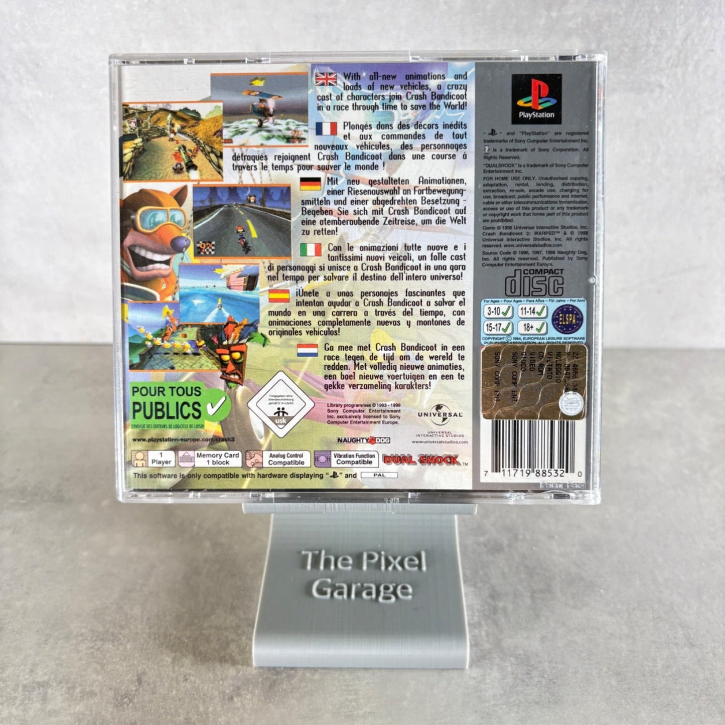 CRASH BANDICOOT 3 WARPED SONY PLAYSTATION 1 PSONE PS1 ITALIANO