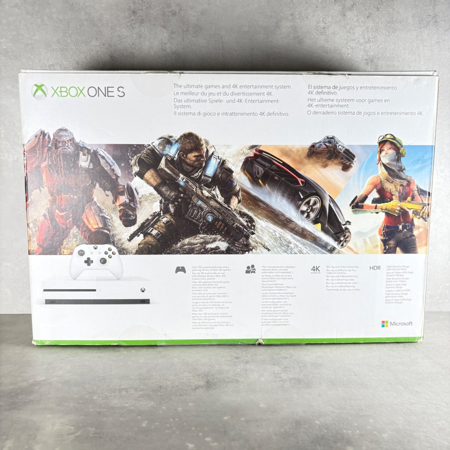 XBOX ONE S CONSOLE Microsoft 500GB Bianco COMPLETA Con Scatola + Cavi