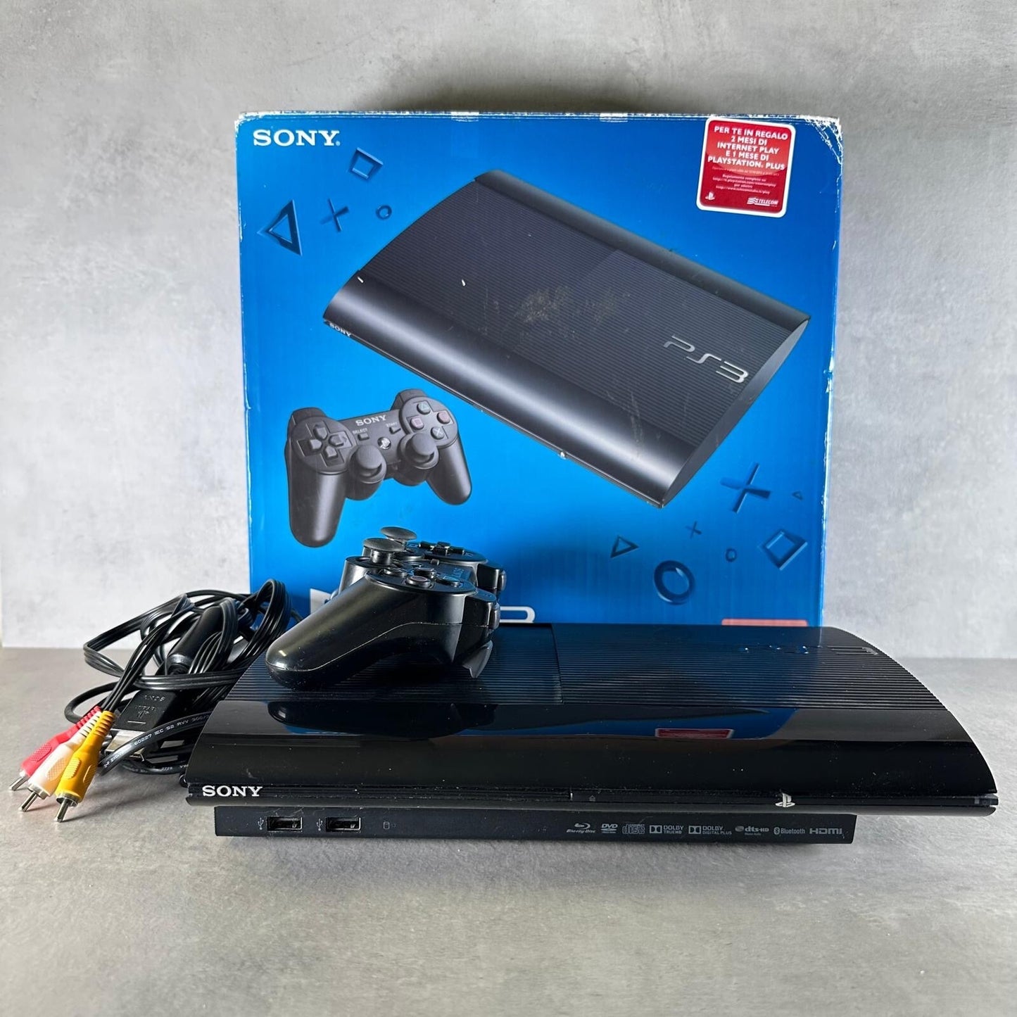 CONSOLE PS3 SUPER SLIM PLAYSTATION 3 SONY 12GB PAL COMPLETA con SCATOLA