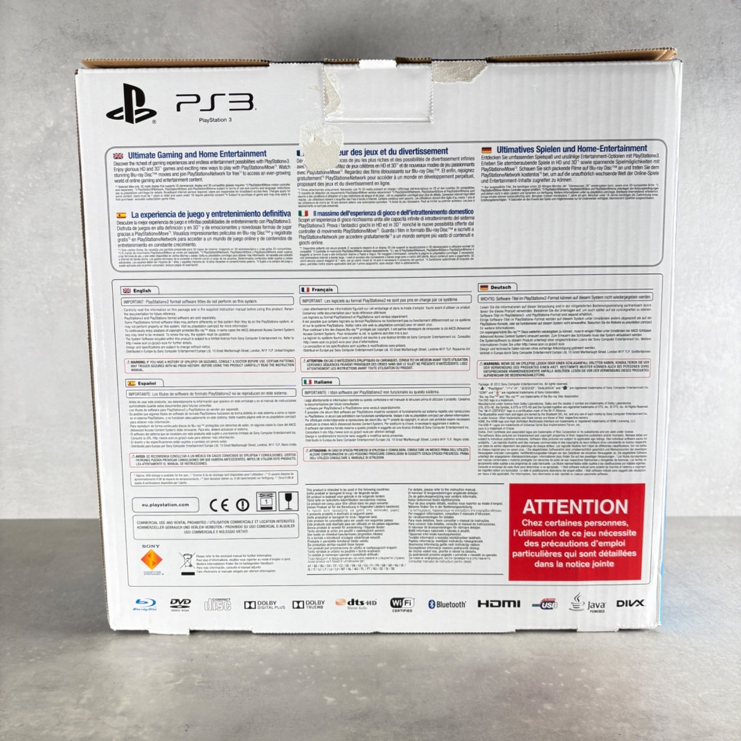 CONSOLE PS3 SUPER SLIM PLAYSTATION 3 SONY 12GB PAL COMPLETA con SCATOLA + Cavi
