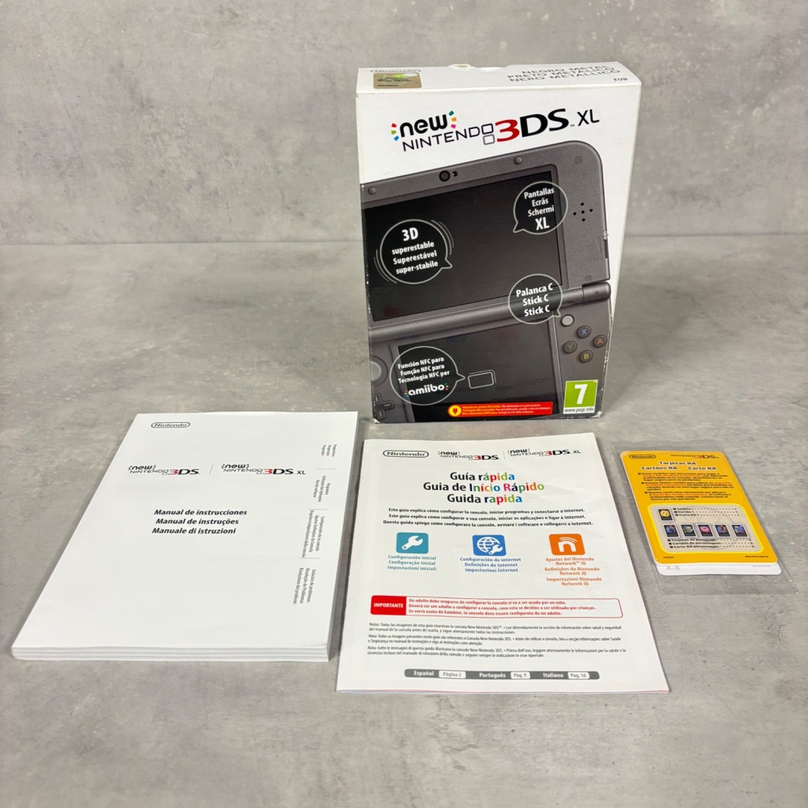 NEW NINTENDO 3DS XL CONSOLE Nero Con Scatola + Caricatore