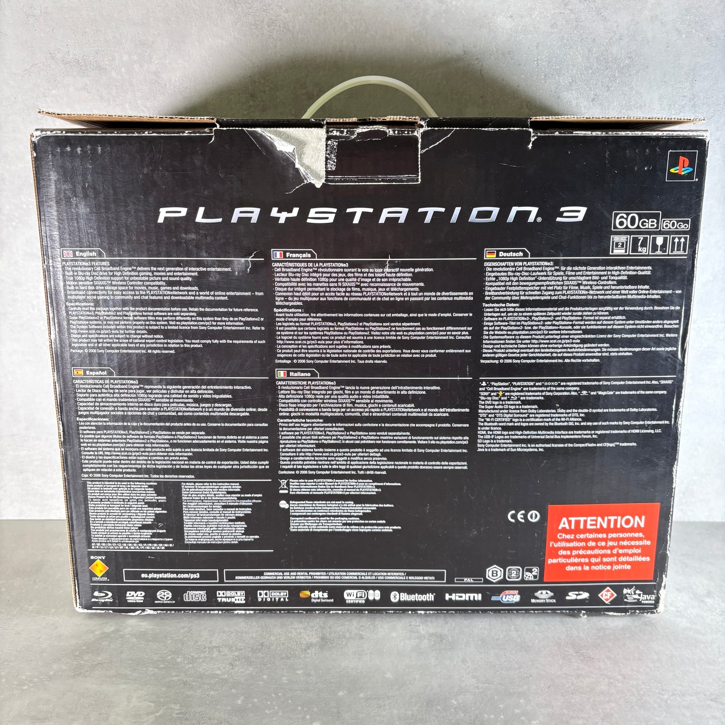 Sony PlayStation 3 FAT Retrocompatibile – Nera – Con Scatola, Cavi, Controller e Manuali Originali