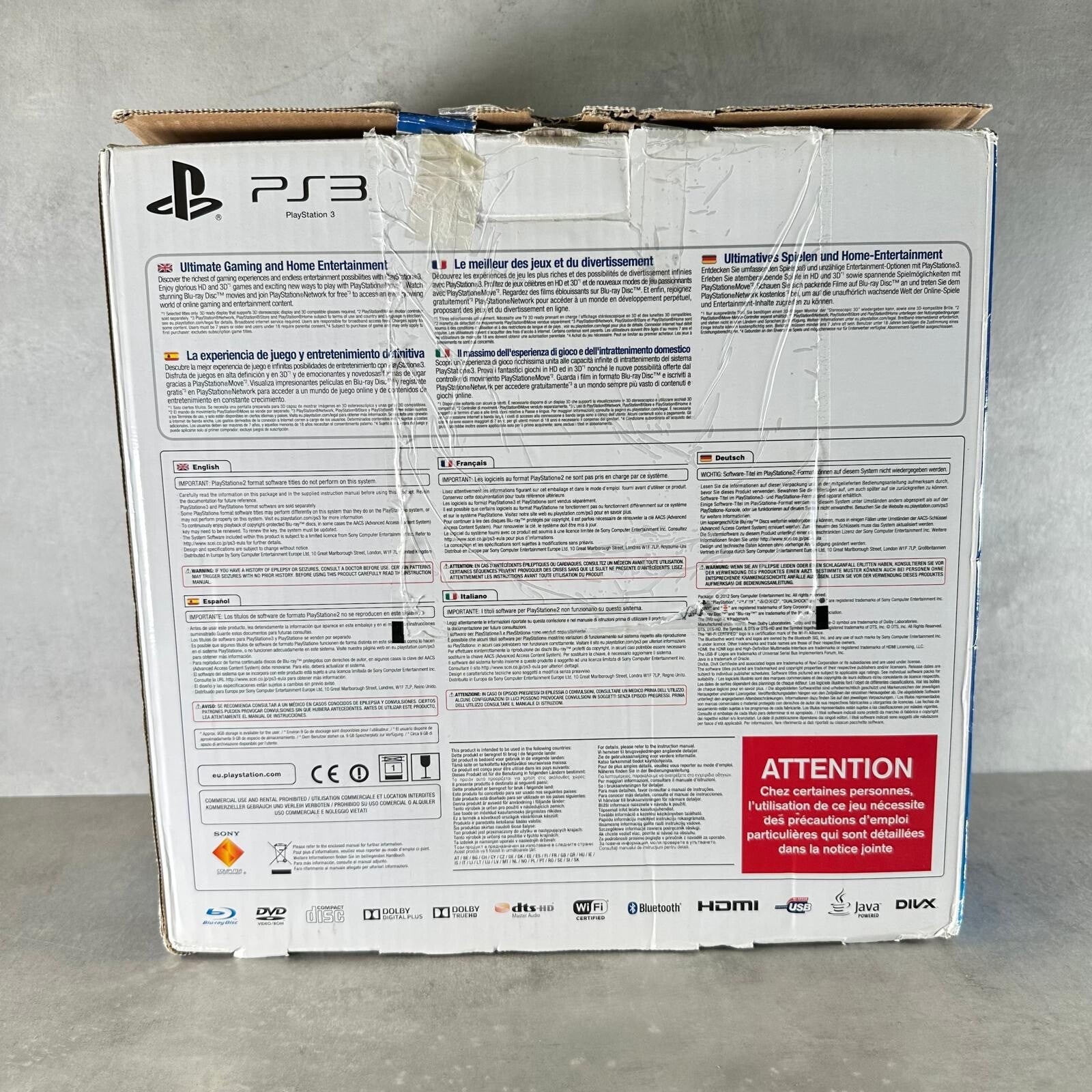 CONSOLE PS3 SUPER SLIM PLAYSTATION 3 SONY 12GB PAL COMPLETA con SCATOLA
