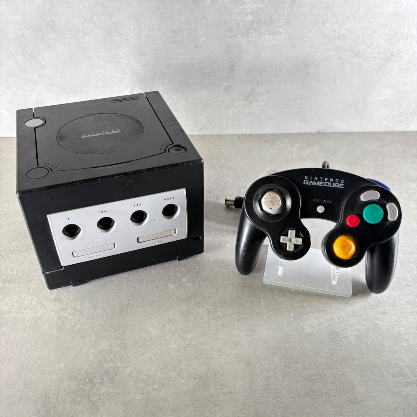 NINTENDO GAMECUBE CONSOLE Nero Con CONTROLLER + CAVI