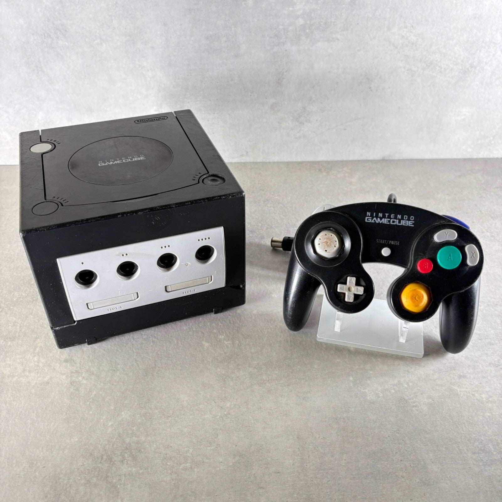 NINTENDO GAMECUBE CONSOLE Nero Con CONTROLLER + CAVI