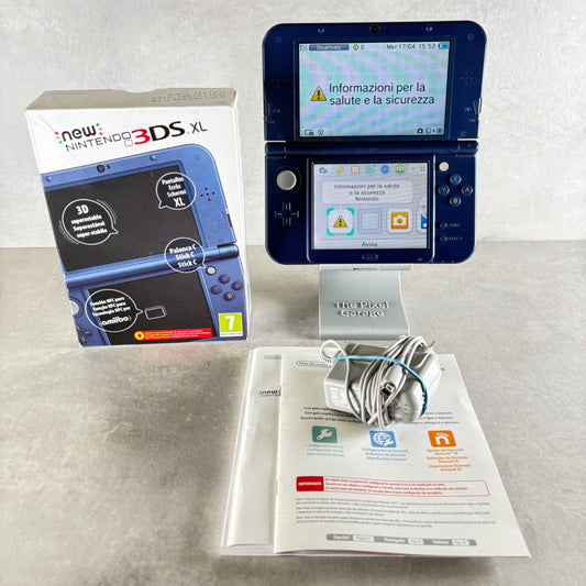 NEW NINTENDO 3DS XL CONSOLE Blu Completo Con Scatola + Caricatore