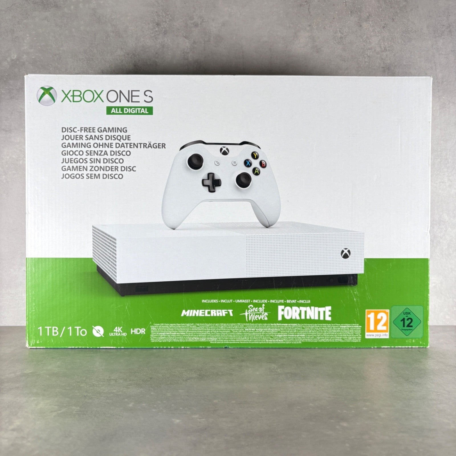XBOX ONE S ALL DIGITAL CONSOLE Microsoft 1 TB Bianco Con Scatola E CONTROLLER