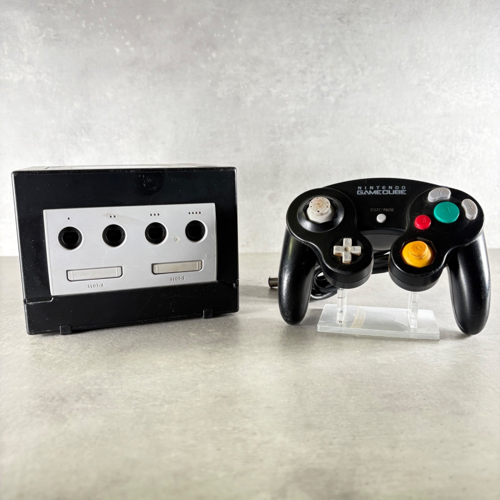 NINTENDO GAMECUBE CONSOLE Nero Con CONTROLLER + CAVI