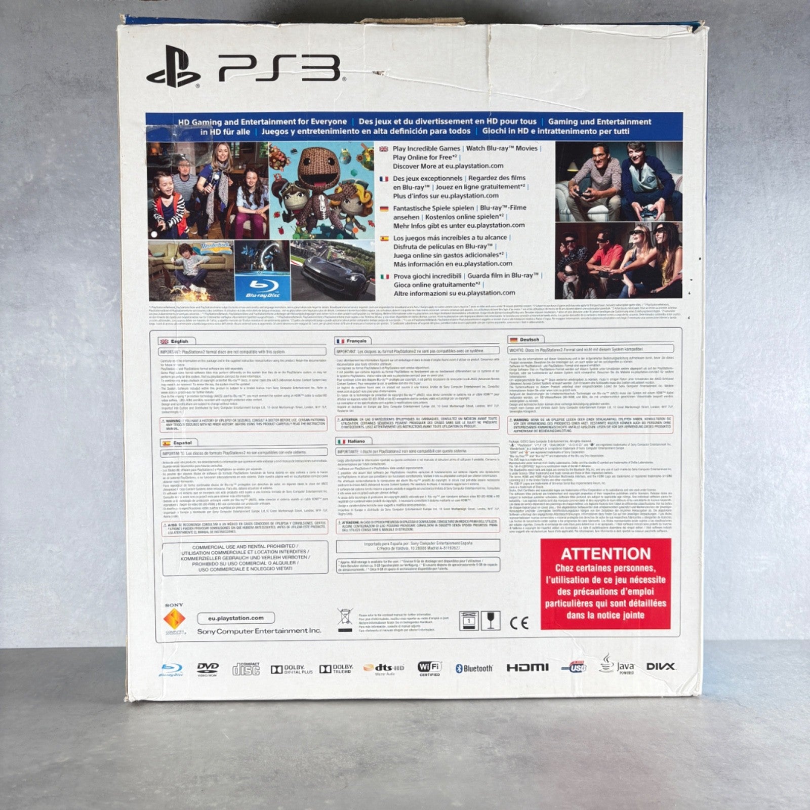 CONSOLE PLAYSTATION 3 SUPER SLIM PS3 Bianco 12GB COMPLETA + Scatola e Controller